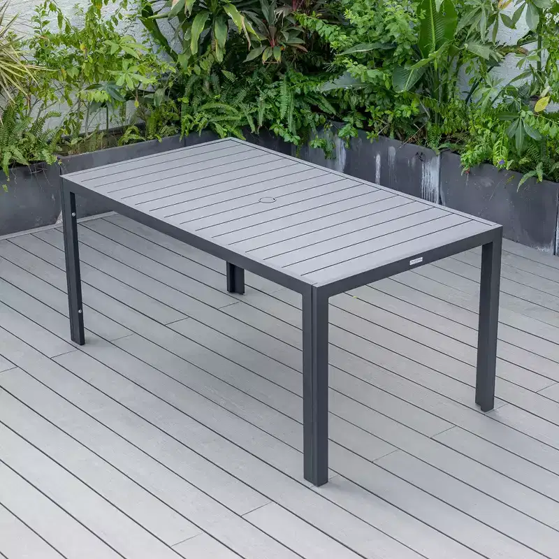 Leisuremod Chelsea Aluminum Outdoor 63 Dining Table