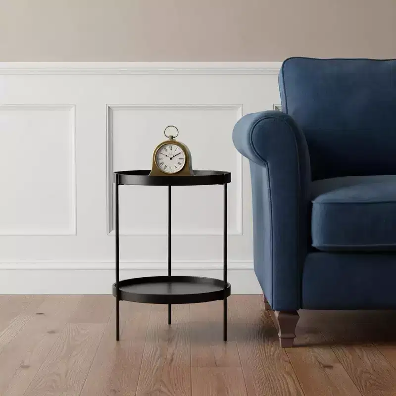 HomeRoots 24 Black Manufactured Wood And Iron Round End Table With Shelf