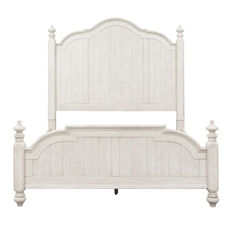 Farmhouse Reimagined Antique White with Chestnut King Poster Bed