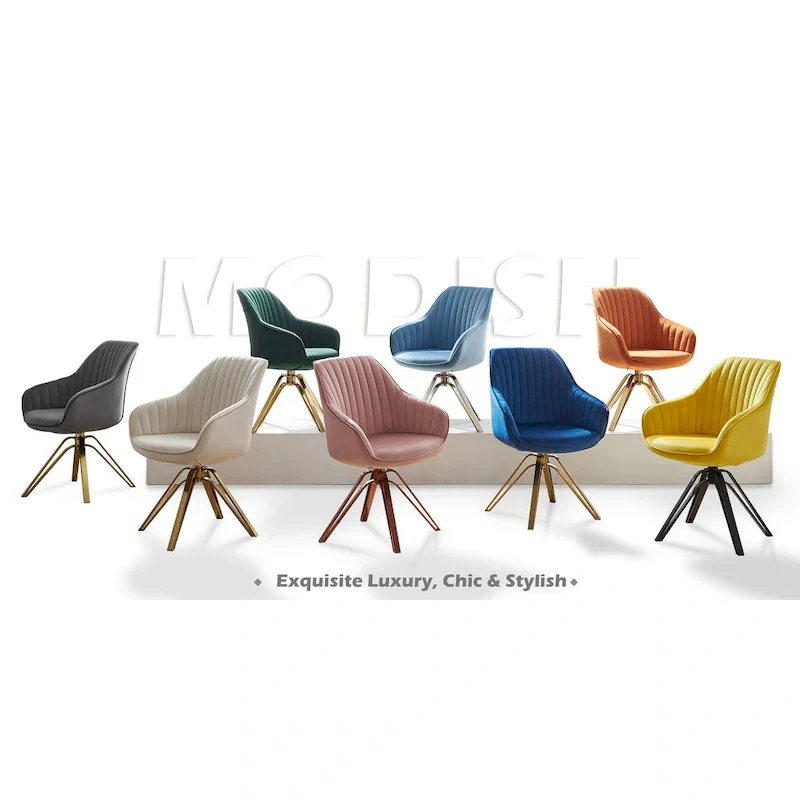 Art Leon Classical Velvet Swivel Office Accent Chair with Golden Legs