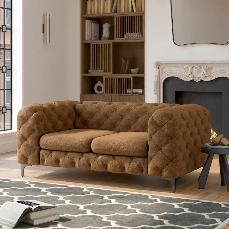 Corvus Chesterfield Aosta Tufted Velvet Loveseat