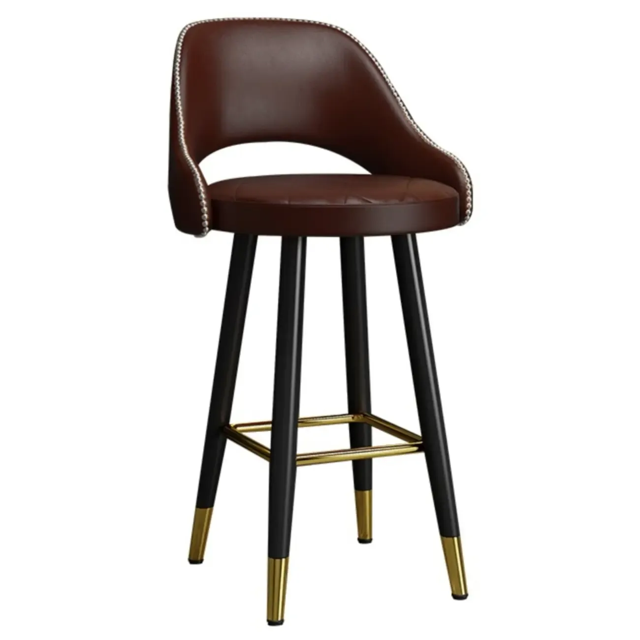Modern Round Leather Curved Back Bar Stools