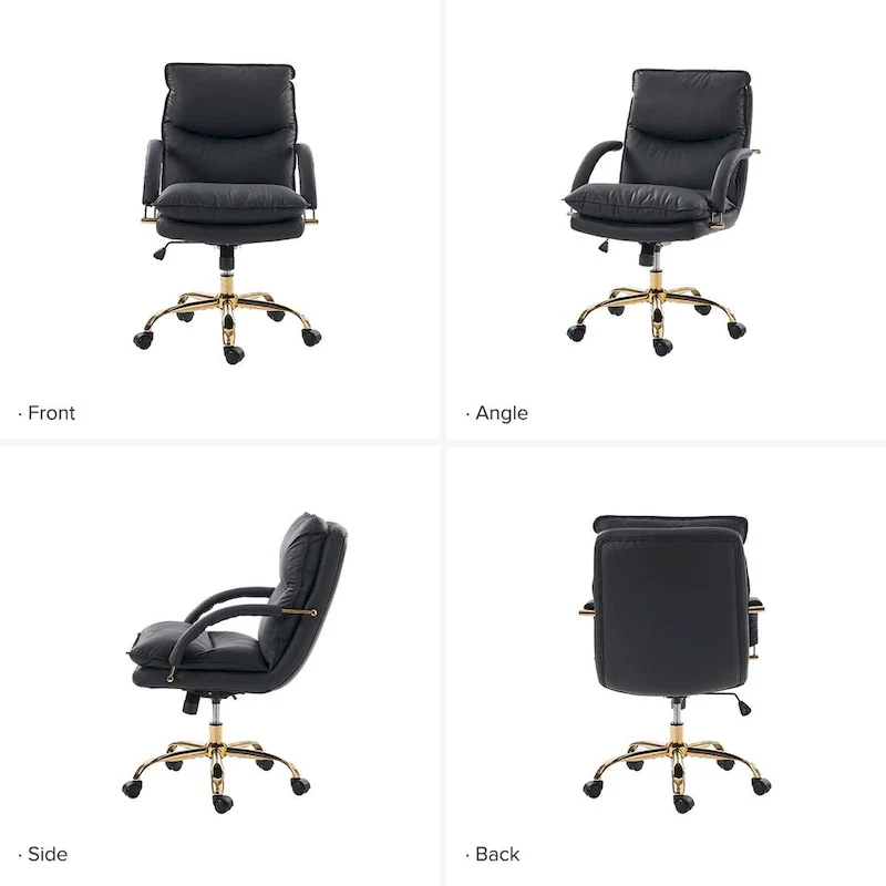 Modern Faux Leather Adjustable Height Tilting Office Chair with 360° Swivel & Metal Base