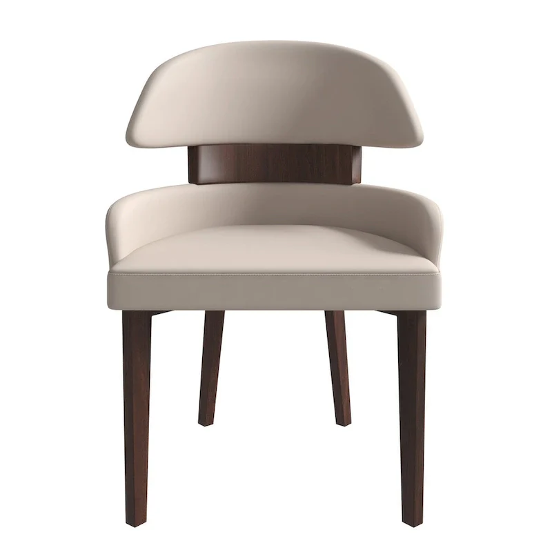 Leather Dining Chair with a Curved Back in Rubberwood Ethos Series by LeisureMod