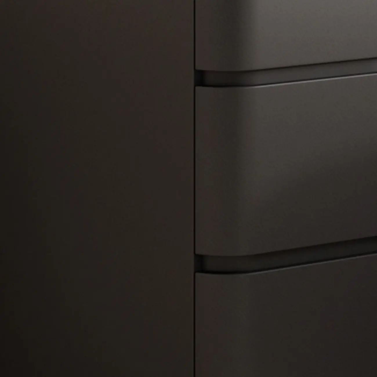 Narrow Leather Wood 3-Drawer Black Nightstand