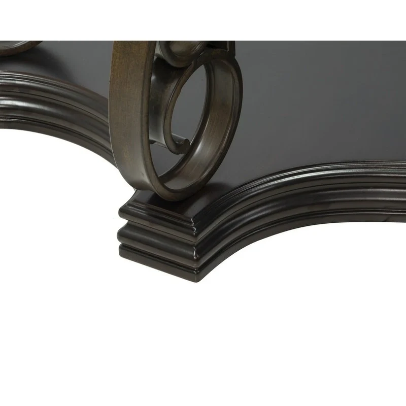 Traditional Retro Console Table with Tempered Glass Top and Middle Shelf