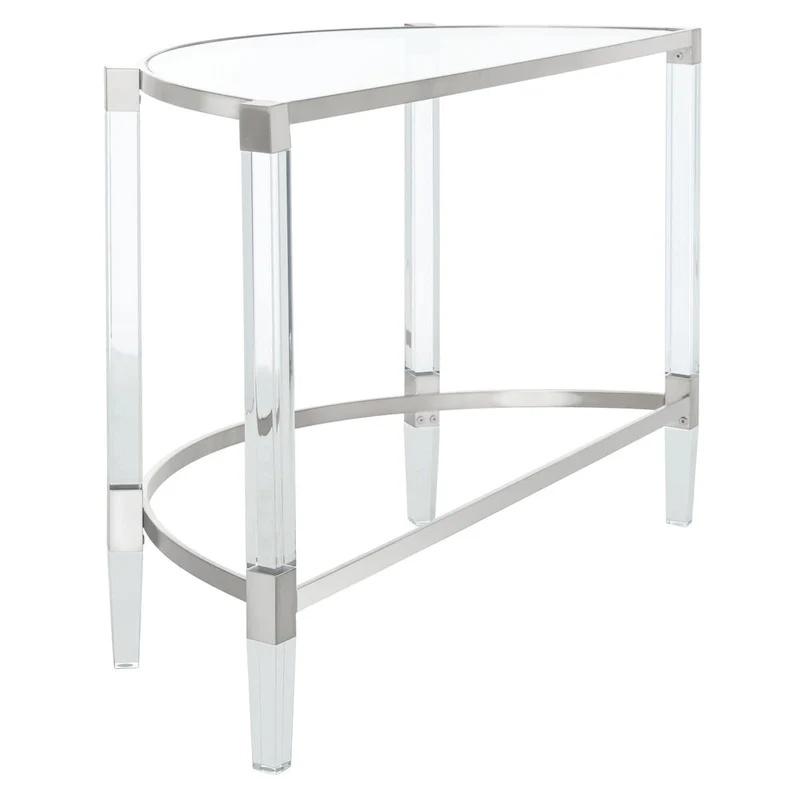 Acrylic Console Table with Stainless Steel Accents - 47W x 18D x 29H