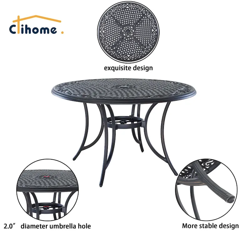 Clihome 5-PCS Set Cast Aluminum Outdoor Dining Set for Patio