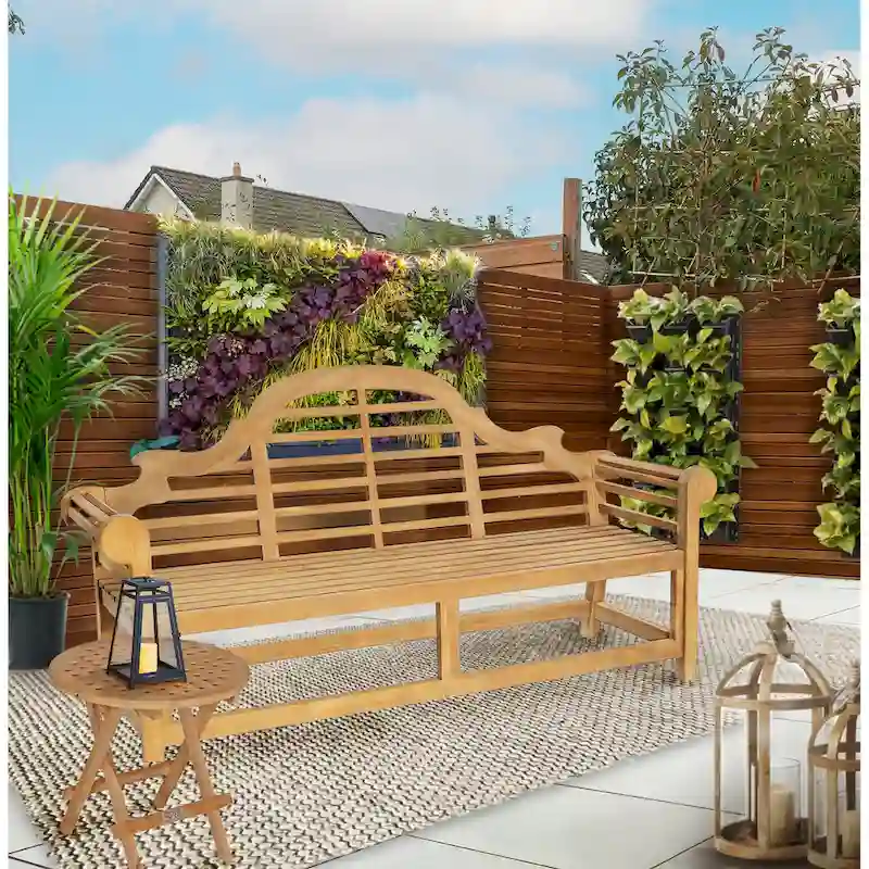 Seven Seas Teak Marlborough Outdoor Teak Wood Patio Bench, 6 Foot