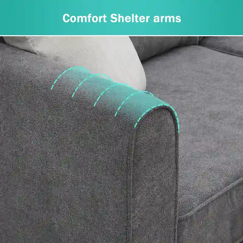 91*91 Modern Upholstered Living Room Sectional Sofa, L Shape Furniture Couch with 3 Pillows