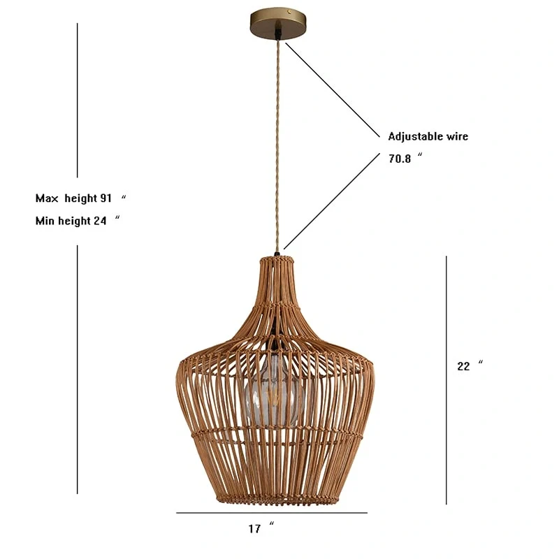 Ailsa Handmade Bohemian Rattan Pendant Lamp - 19.7  x 15.7