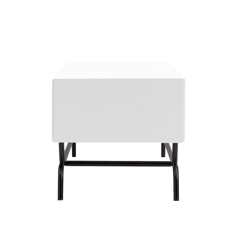 Modern 42-inch Double Drawer Metal Leg Coffee Table
