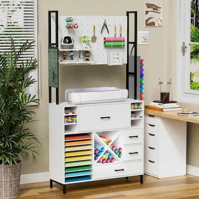 White Craft Organizers and Storage Cabinet