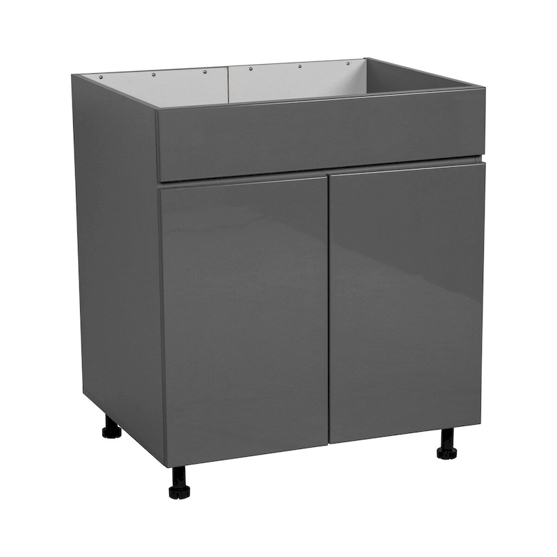 30 Sink Base Cabinets-High Double Door-Grey - 30 x 34 1/2 x 23 3/8