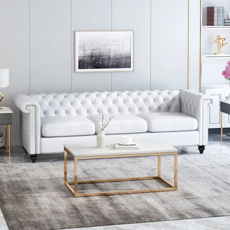Chesterfield 3-seater Sofa with Button Tufting and Nailheads