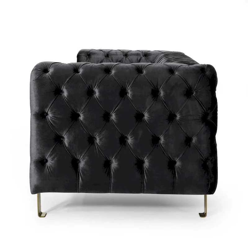 Keyser Modern Glam Tufted Velvet 3 Seater Sofa - 83.75  L x 34.50  W x 27.25  H