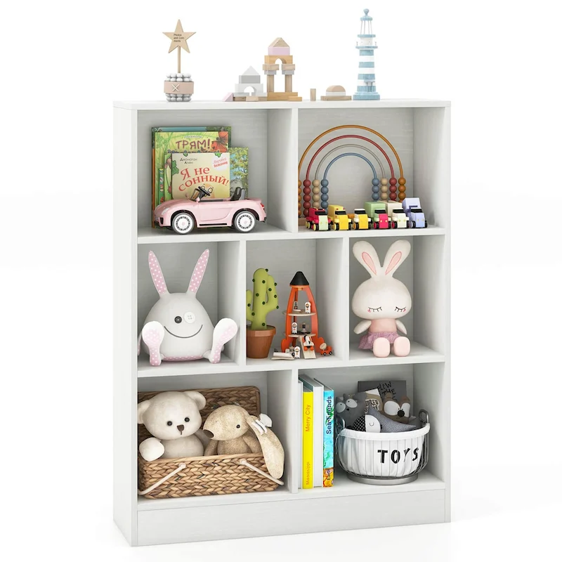 Costway 7-Cube Bookcase for Kids 41 Wooden Toy Storage Organizer - See Details