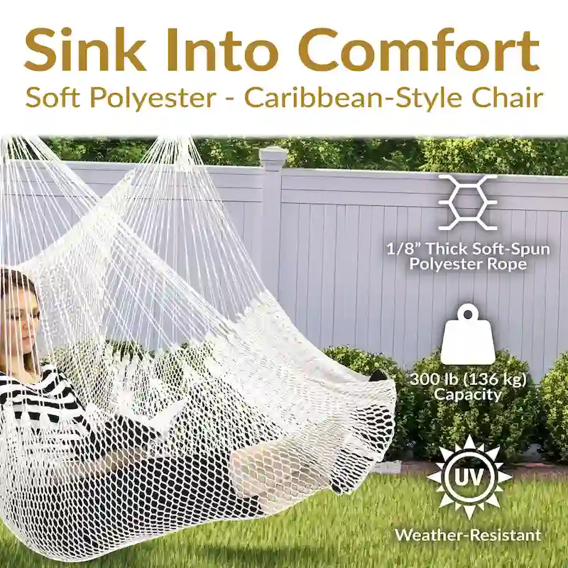 Sunnydaze Hanging Caribbean XL Hammock Chair