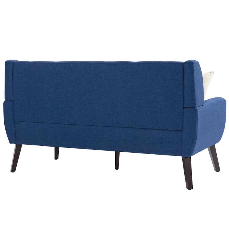 Modern Curved 63  Button Tufted Upholstered Loveseat with 2 Pillows