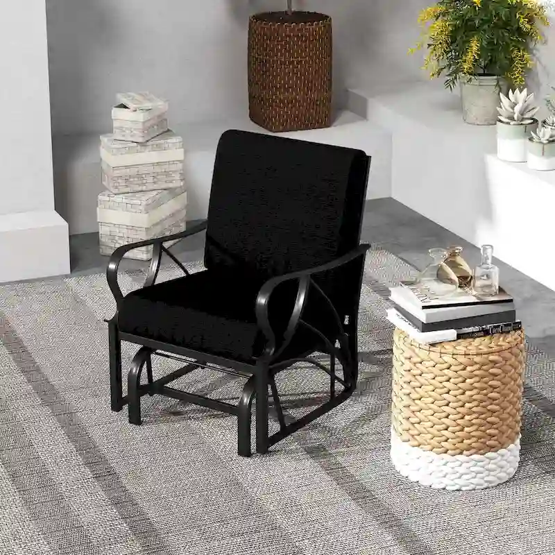 Costway Patio Rocking Chair with Cushion Heavy-Duty Metal Frame Smooth - See Details