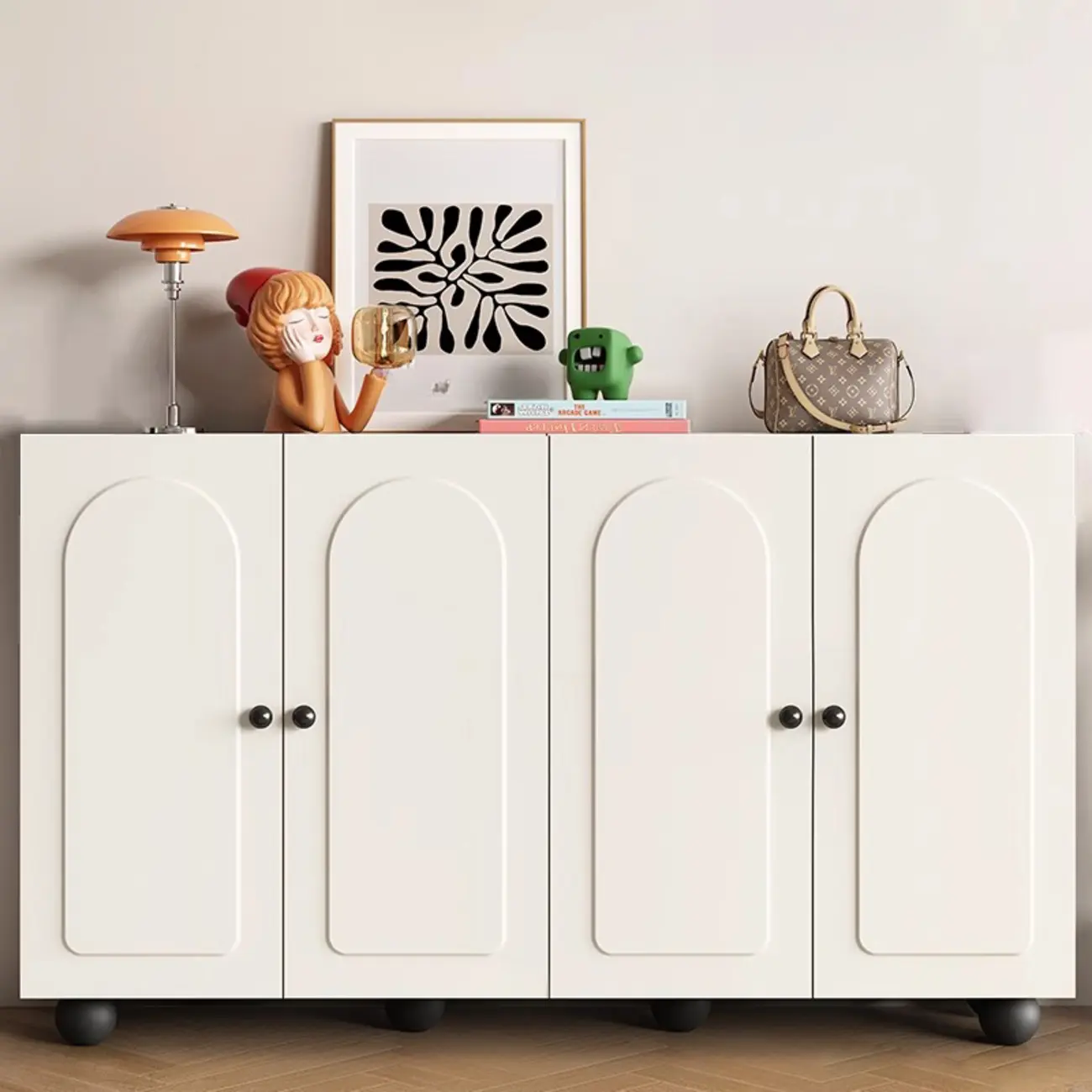 Chic Adjustable Shelves Wood Shoe Cabinet in White/Black