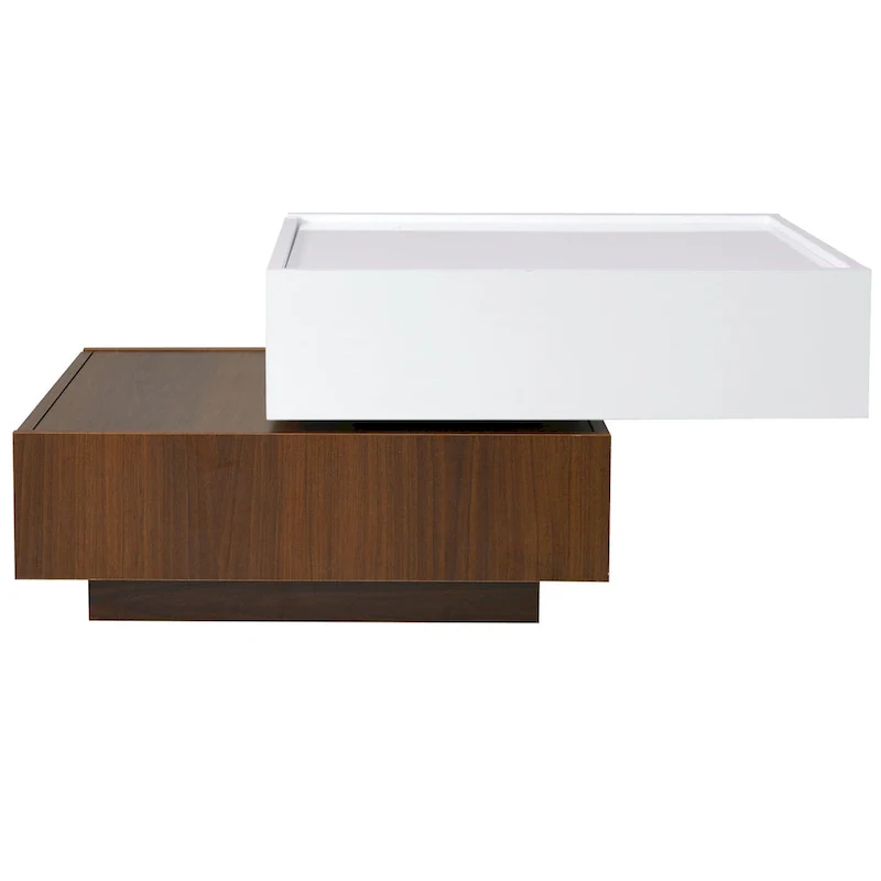 Square 360Rotating Coffee Table with 2 Drawers