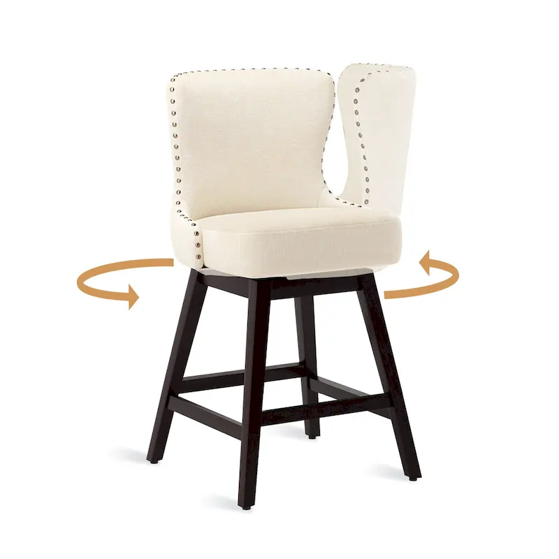 26 in. Faux Leather Swivel Bar Stool - Mid-Century Modern
