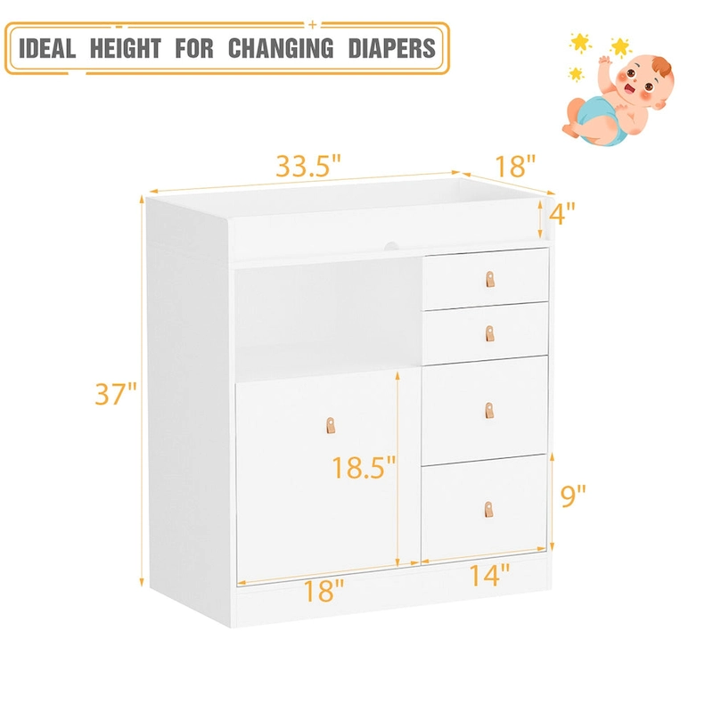 Modern Wooden Changing Dresser - Durable Construction, Baby Dresser