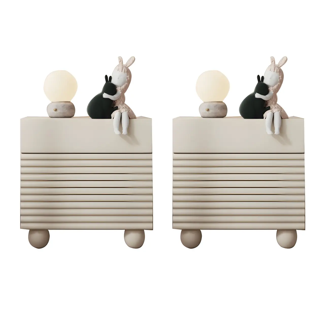 Princess Rectabgular White Wood Nightstand with 2 Drawers