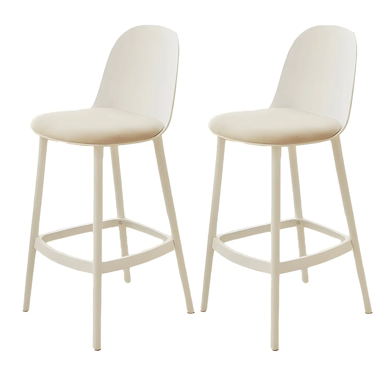 Modern Plastic Upholstered Bar Stool with Footrest