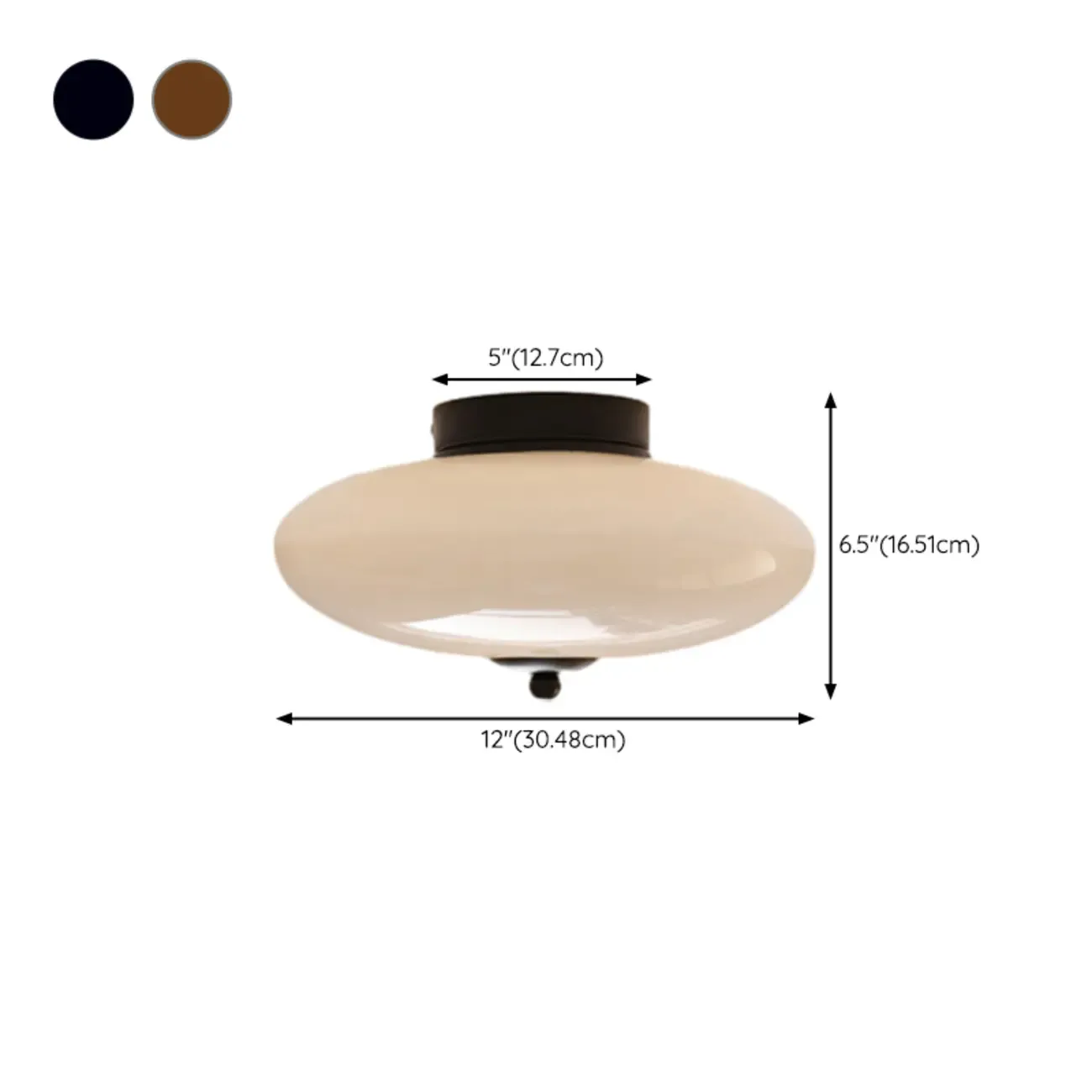 Mini White Drum Glass Dimmable Semi Flush LED Ceiling Light