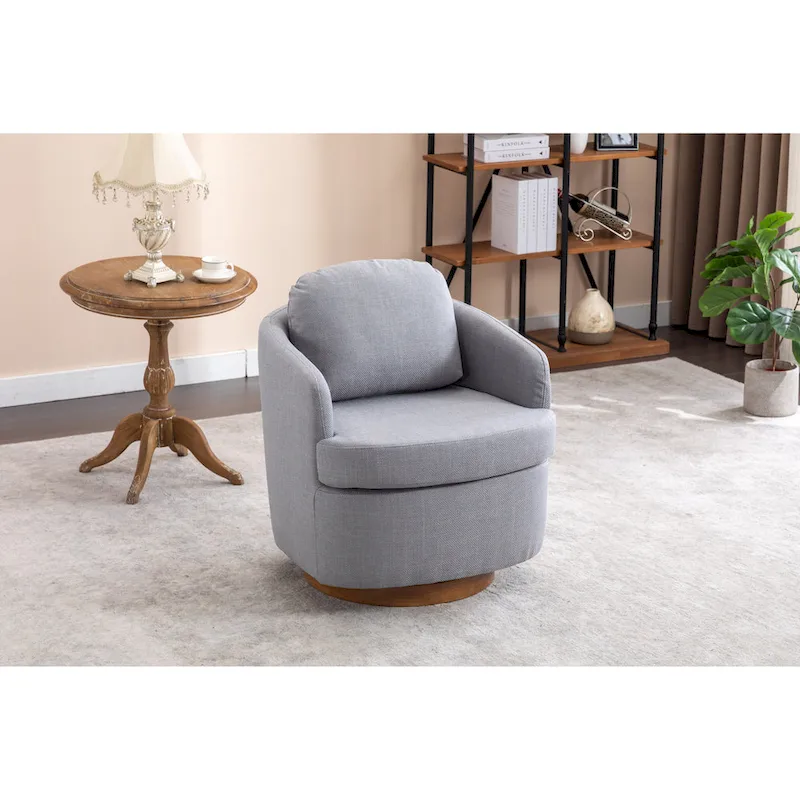 Light Blue Upholstered Swivel Accent Chair - Single Seat