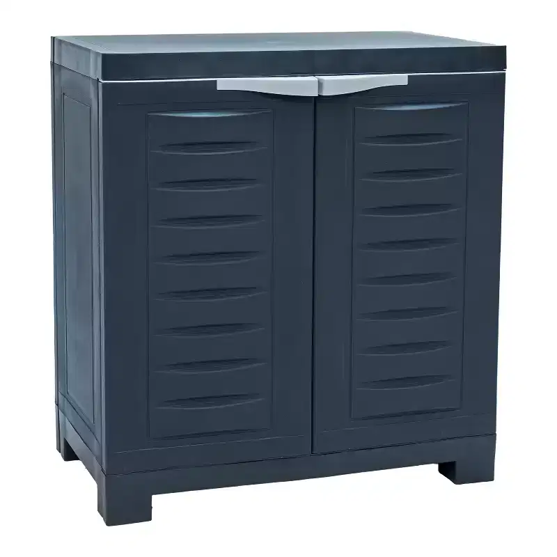 HomeRoots 26 Dark Gray Heavy Duty Plastic Two Door Utility Cabinet