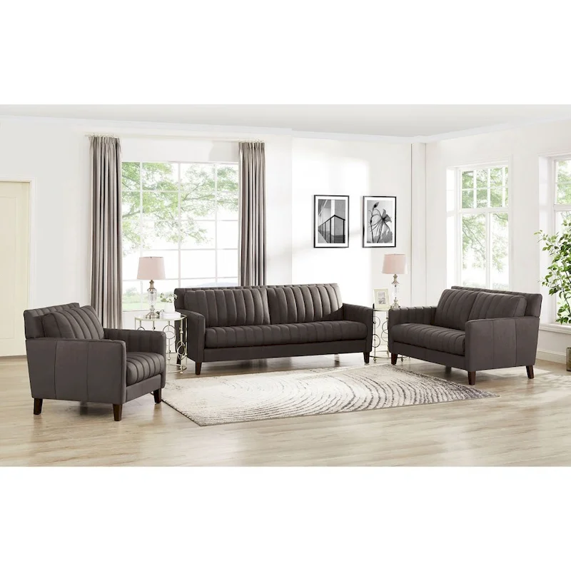 Top Grain Leather Sofa, Loveseat and Chair Set