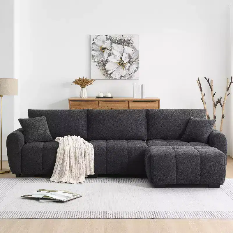 Whisen 110 Modular Sectional Sofa, L Shape with Extra-large Seat, Pull-line Design