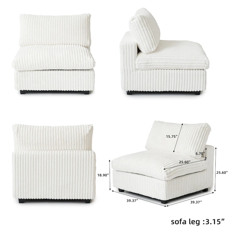 157.48 Soft Plush Modular Sectional Sofa 4-Seater Upholstered Living Room Couch