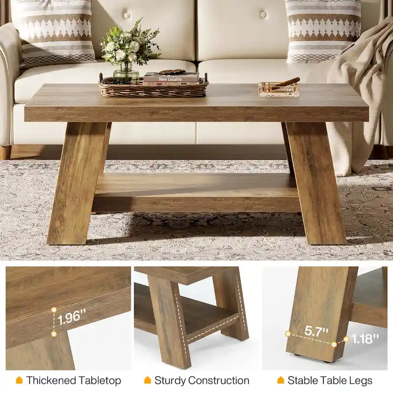 Farmhouse Coffee Table, 47.24-Inch Center Table