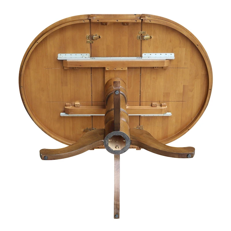 36 Round Pedestal Table with 12 Leaf in Pecan