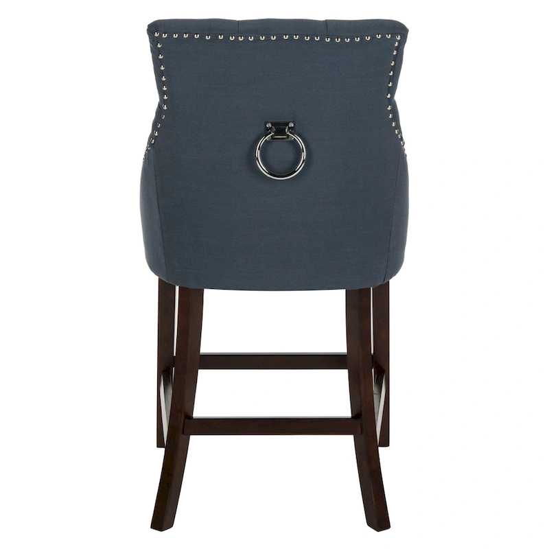 SAFAVIEH Dottie 26-inch Tufted Wing Back Counter Stool - Grey / Espresso (Set of 2) - 22.5  x 25  x 41  - 22.5  x 25  x 41