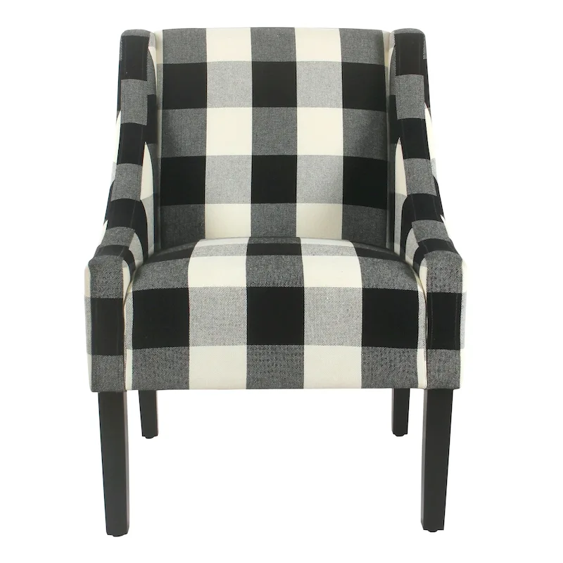 HomePop Modern Swoop Accent Chair - Black Plaid