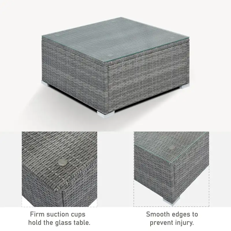 8-Piece Wicker Modular Sectional Sofa Set with Coffee Table