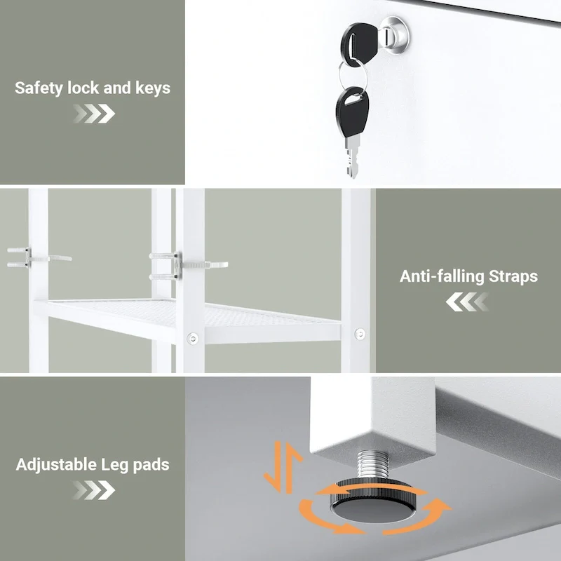 27.6  Wide Drawer File Cabinet, Wood Filing Cabinet With Charging Station and Locks