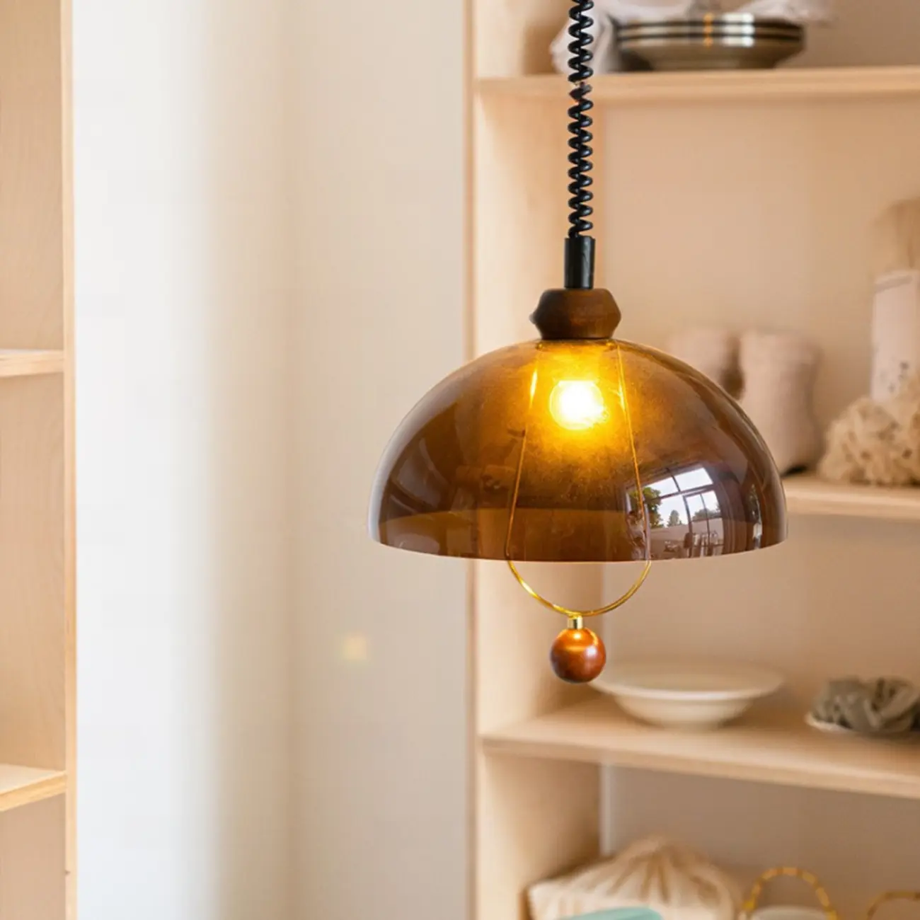 Modern Brown Dome Adjustable Pendant Lighting