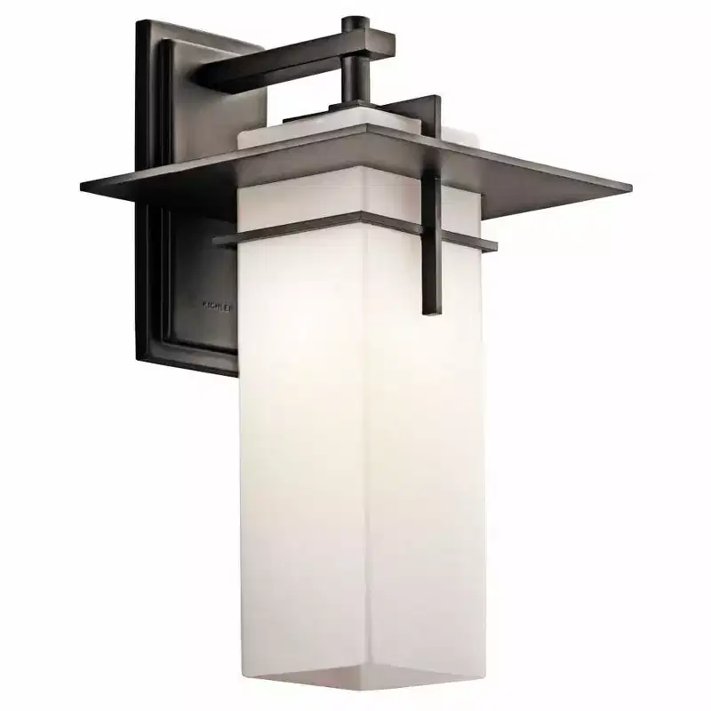 Caterham 17.5 1 Light Outdoor Wall Light with Satin Etched Cased Opal Glass in Olde Bronze