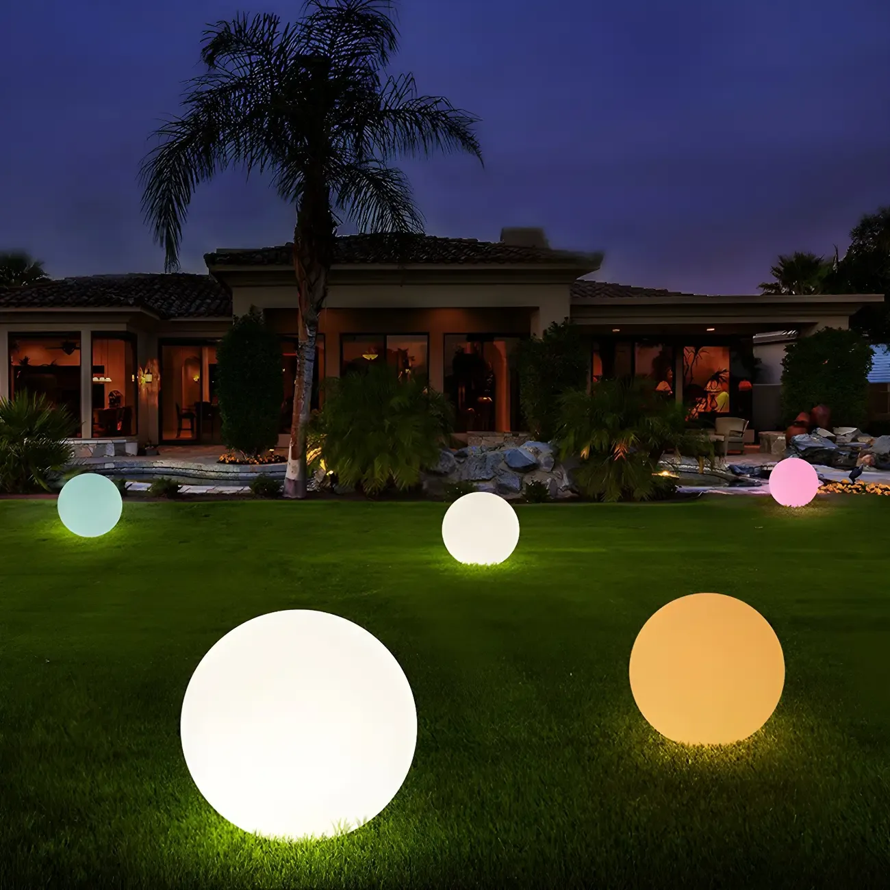 Modern Sphere Rechargeable Plastic Landscape Lighting
