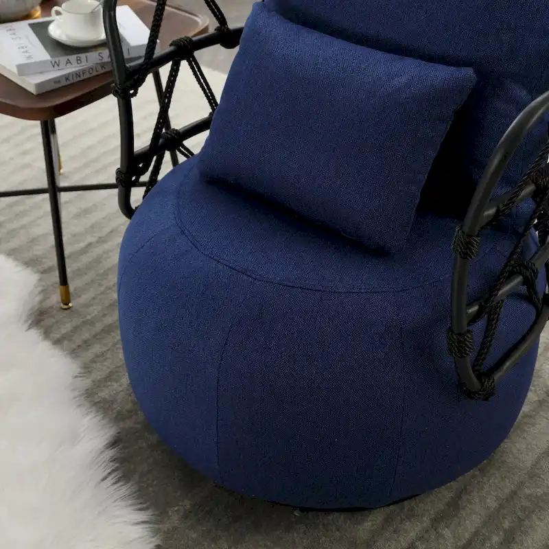 Upholstered Accent Chair with Metal Base