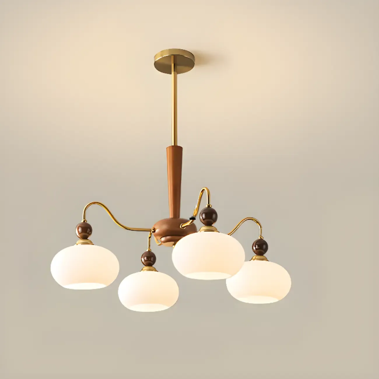 Modern Multi-Light Glass Globe Chandelier with White Shade