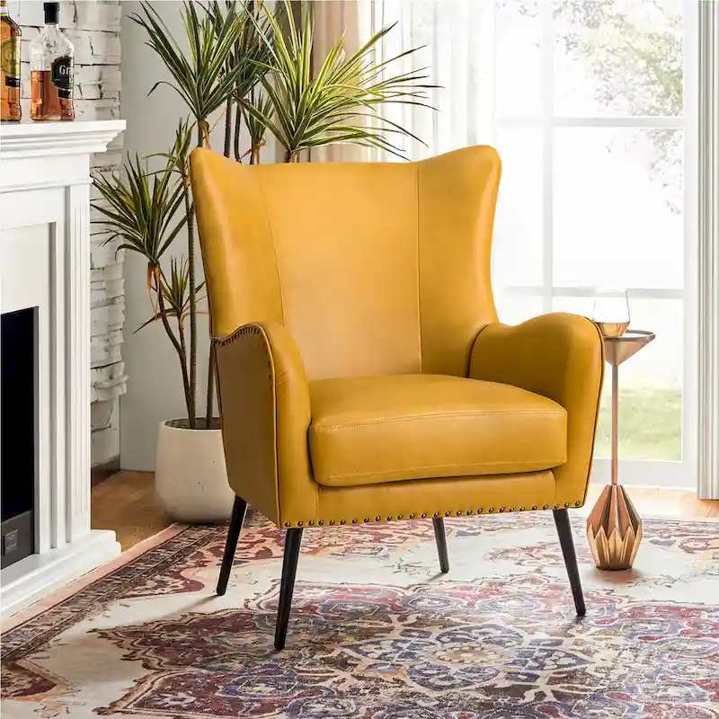 Invidiae Wooden Upholstered Armchair with Metal Legs