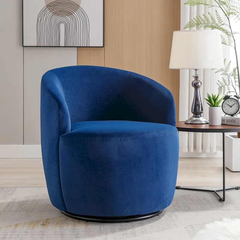 Velvet Swivel Barrel Accent Chair - 25.60 x 25.60 x 27.56