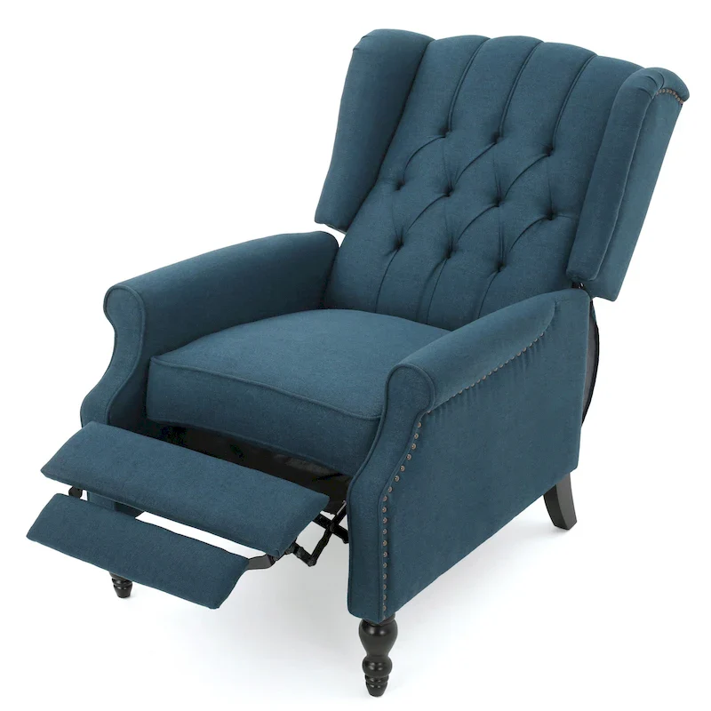 Tufted Fabric Wingback Recliner Club Chair
